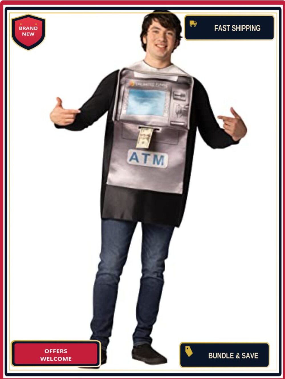 ATM Cash Machine Adult Halloween Costume One Size Pullover Tunic